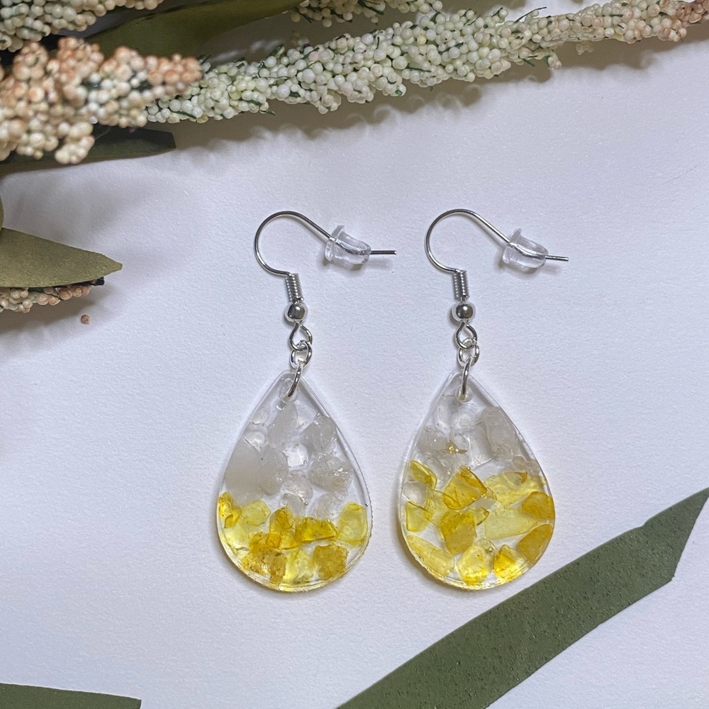 💛Citrine & Crystal Gemstone Earrings🤍